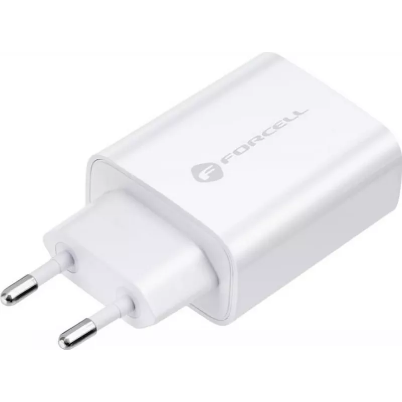 FORCELL F-ENERGY TFK-TC-25WPD USB-C-Wandladegerät 25W PD QC 3.0 mit USB-C-auf-USB-C-Kabel 3A Weiß