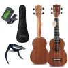 MOZOS GECKO Sopran-Ukulele-Set – Naturholz, 12 Bünde, Nylonsaiten, inkl. Gigbag, Stimmgerät, Plektren, Gurt, Ersatzsaiten, Reinigungstuch