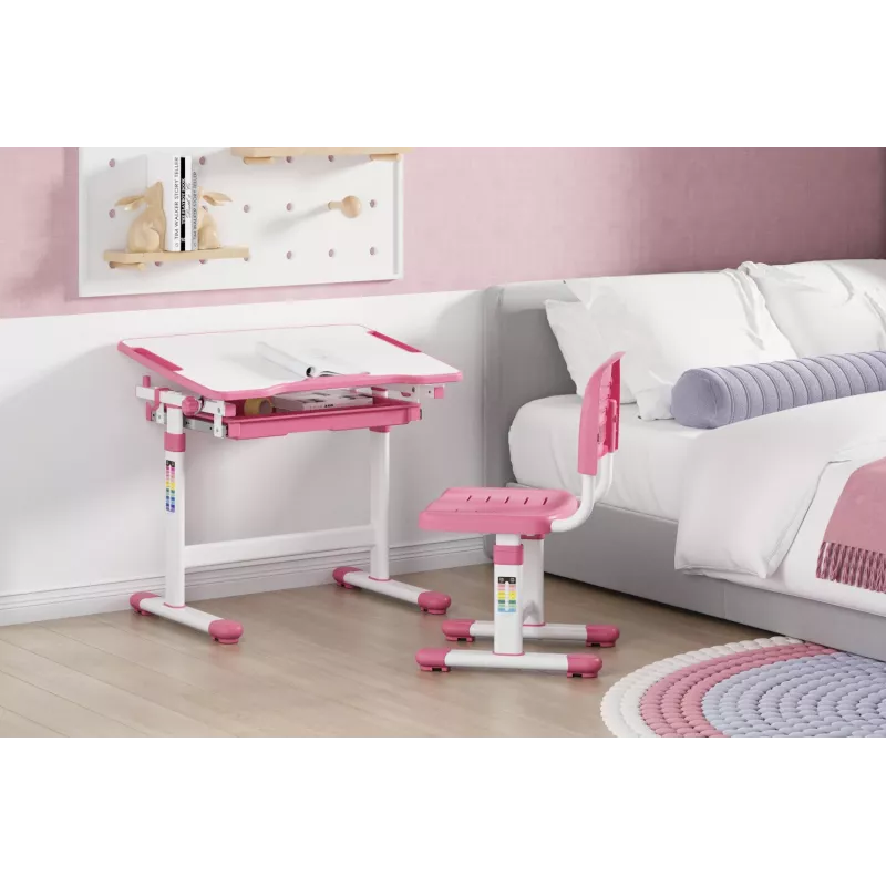 MOZOS DC-SET Verstellbarer Schreibtisch- und Stuhlsatz Rosa