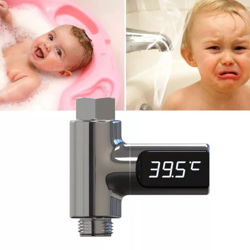 MOZOS LED Digitales Duschthermometer, wasserbetrieben