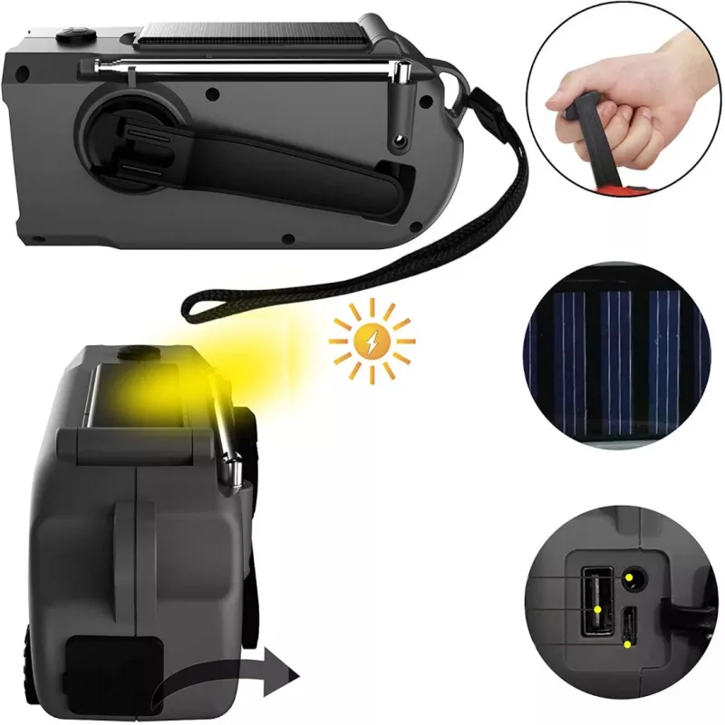 MOZOS ER-01 Solar Dynamo AM/FM Radio 5000 mAh