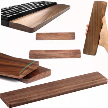 MOZOS KTW2 Handballenauflage aus Holz für Full-Size-Tastaturen, Walnuss natur, 44 x 8 x 1,6 cm