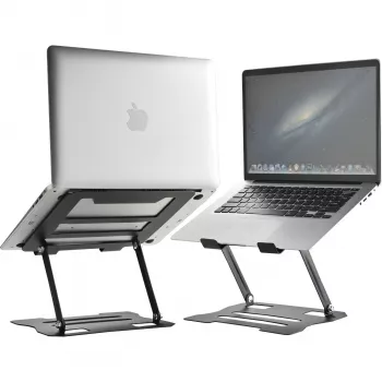 MOZOS N2-BK Ergonomischer Laptop-Ständer - Schwarz, höhenverstellbar, klappbar, Aluminium