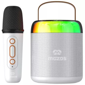 MOZOS MK Weißes Karaoke-Mikrofon Bluetooth-Lautsprecher
