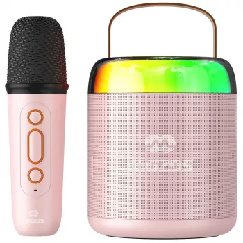 MOZOS MK Pink Karaoke Mikrofon mit Bluetooth-Lautsprecher