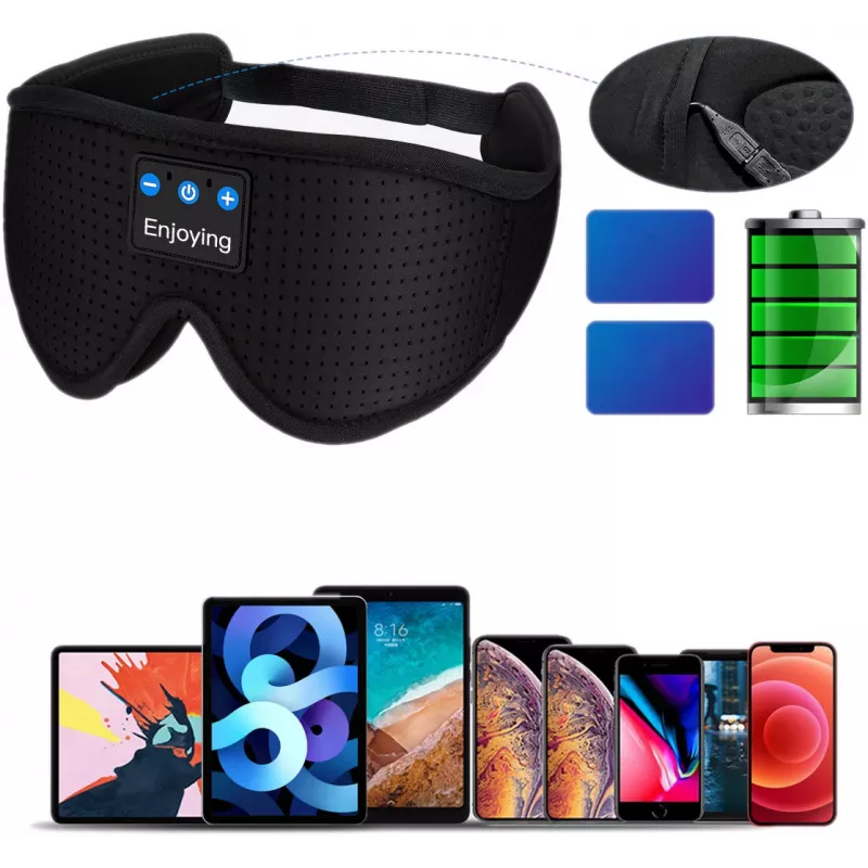 MOZOS LC001-V2 Bluetooth Schlafmaske mit Stereo-Lautsprechern, Schwarz