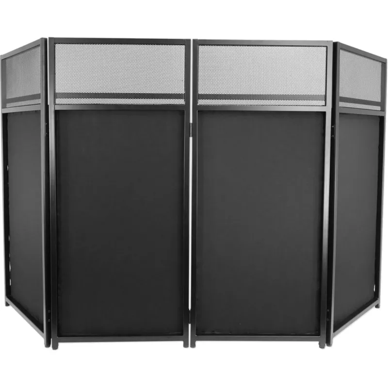 MOZOS EPDJ-100 DJ-Bühnenverkleidung mit Tisch - Große Leinwand, weißes Panel, schwarzer Rahmen