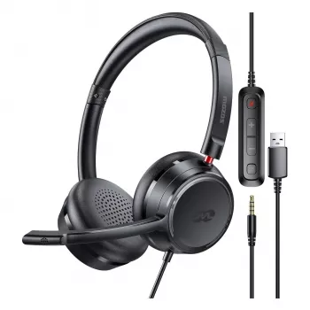MOZOS KL201 USB-Headset mit Mikrofon, On-Ear, Schwarz