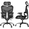 MOZOS ERGO-V Ergonomischer Bürostuhl mit verstellbarer Lendenwirbelstütze und Kopfstütze, Schwarz