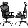 MOZOS ERGO-V Ergonomischer Bürostuhl mit verstellbarer Lendenwirbelstütze und Kopfstütze, Schwarz