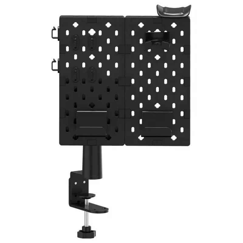 Huzaro Sync 3.0 Desk Organizer Panel - Schwarz, 700x600 mm, Klemmbefestigung, mit 2 Ablagen, 5 Haken, Stifthalter