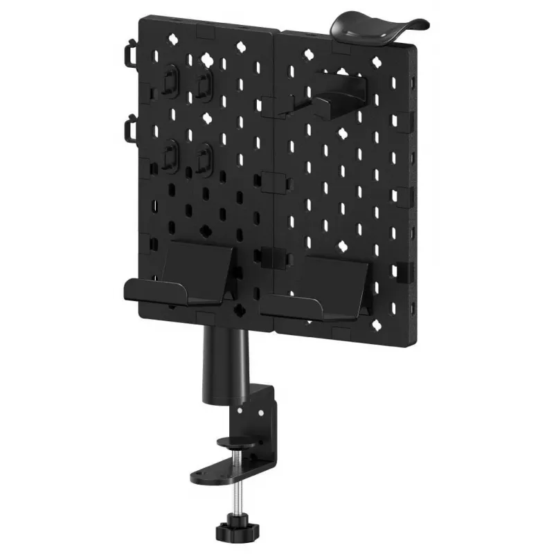 Huzaro Sync 3.0 Desk Organizer Panel - Schwarz, 700x600 mm, Klemmbefestigung, mit 2 Ablagen, 5 Haken, Stifthalter