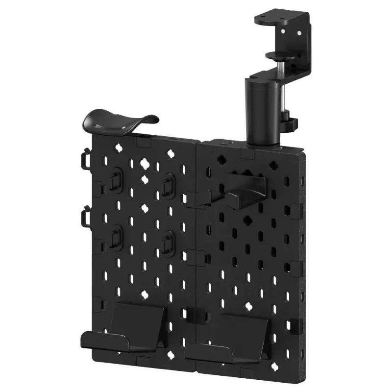 Huzaro Sync 3.0 Desk Organizer Panel - Schwarz, 700x600 mm, Klemmbefestigung, mit 2 Ablagen, 5 Haken, Stifthalter