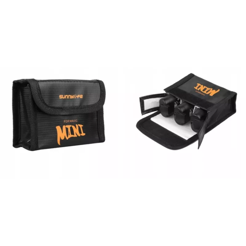 SUNNYLIFE Feuerfeste Batterie-Sicherheitstasche für DJI Mavic Mini / Mini 2 / Mini SE - Fasst 3 Akkus