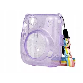 LOVEINSTANT Schutzhülle für Fujifilm Instax Mini 11 - Transparentes Lila Glitter