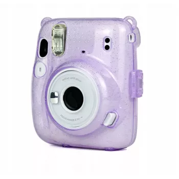 LOVEINSTANT Schutzhülle für Fujifilm Instax Mini 11 - Transparentes Lila Glitter