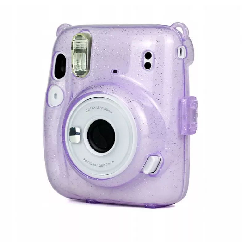 LOVEINSTANT Schutzhülle für Fujifilm Instax Mini 11 - Transparentes Lila Glitter