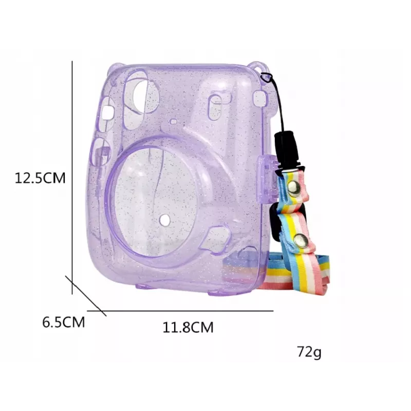 LOVEINSTANT Schutzhülle für Fujifilm Instax Mini 11 - Transparentes Lila Glitter