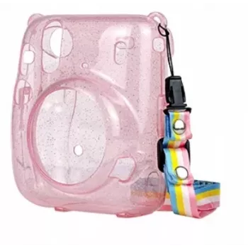 LOVEINSTANT Protective Case für Fujifilm Instax Mini 11 - Transparent Pink mit Glitter