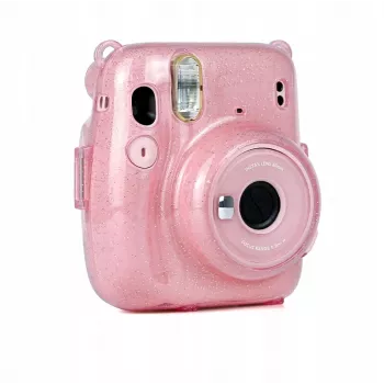 LOVEINSTANT Protective Case für Fujifilm Instax Mini 11 - Transparent Pink mit Glitter