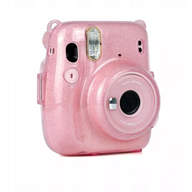 LOVEINSTANT Protective Case für Fujifilm Instax Mini 11 - Transparent Pink mit Glitter