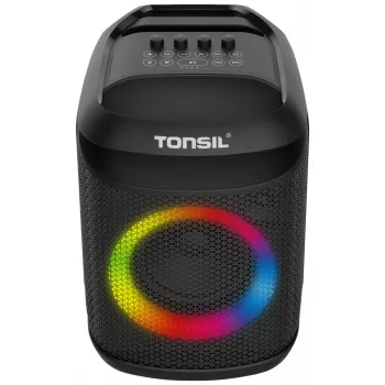 Tonsil Party Dance 800 Tragbarer Bluetooth-Partylautsprecher mit Karaoke, Disco-LED, 80 W RMS, 2x8 inch-Tieftönern, Schwarz