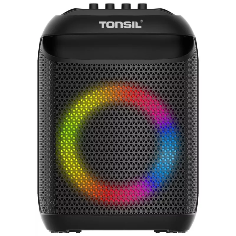 Tonsil Party Dance 800 Tragbarer Bluetooth-Partylautsprecher mit Karaoke, Disco-LED, 80 W RMS, 2x8 inch-Tieftönern, Schwarz