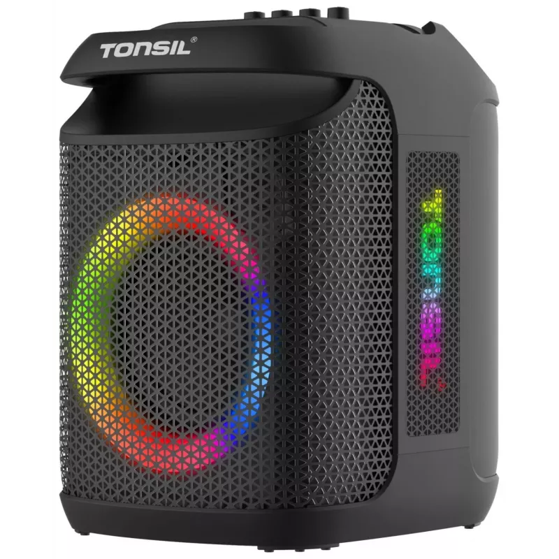 Tonsil Party Dance 800 Tragbarer Bluetooth-Partylautsprecher mit Karaoke, Disco-LED, 80 W RMS, 2x8 inch-Tieftönern, Schwarz