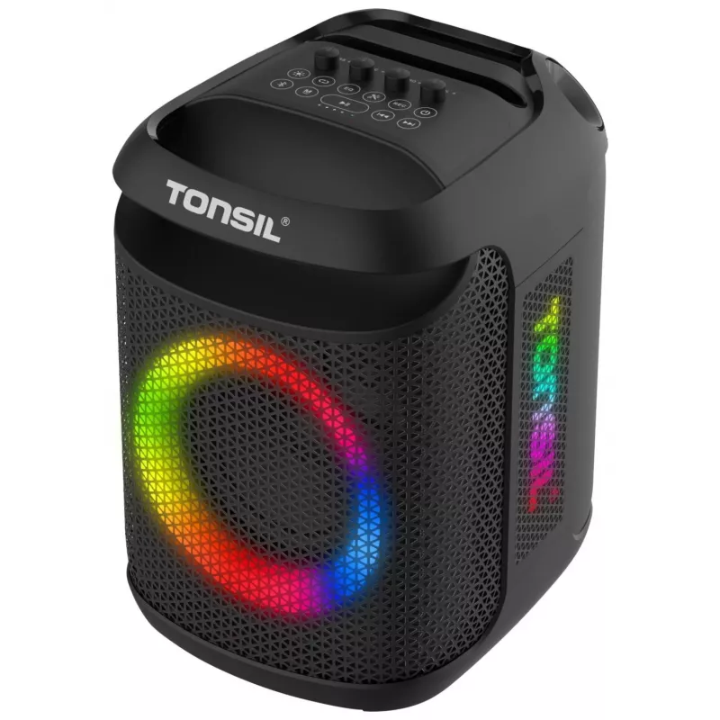 Tonsil Party Dance 800 Tragbarer Bluetooth-Partylautsprecher mit Karaoke, Disco-LED, 80 W RMS, 2x8 inch-Tieftönern, Schwarz