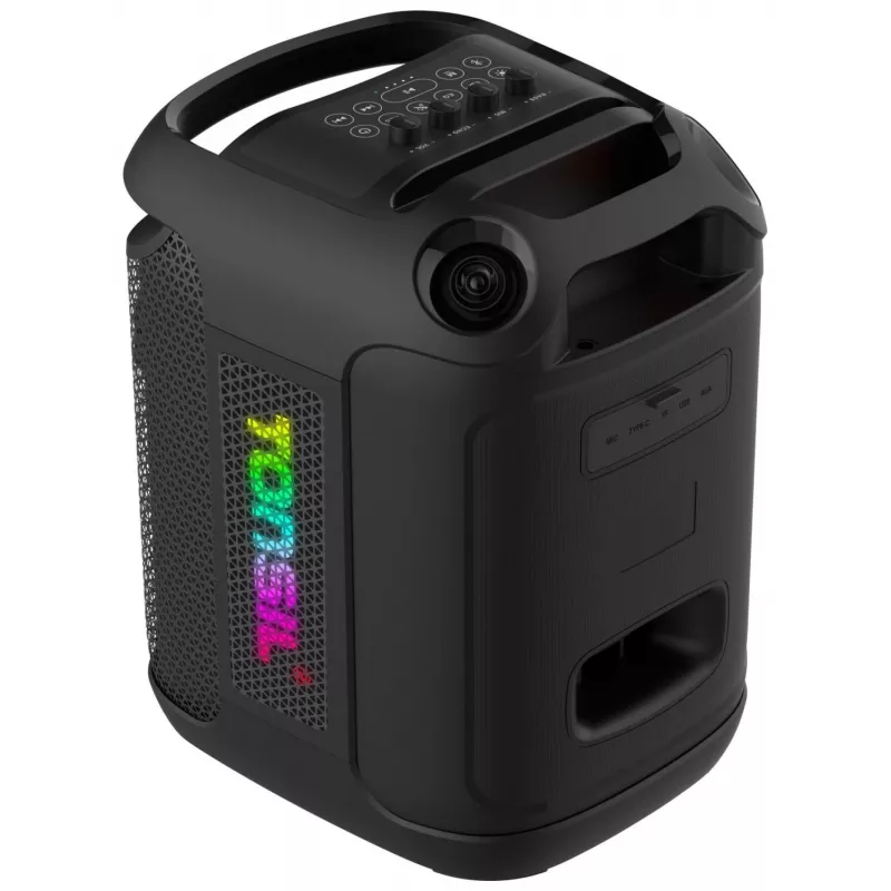 Tonsil Party Dance 800 Tragbarer Bluetooth-Partylautsprecher mit Karaoke, Disco-LED, 80 W RMS, 2x8 inch-Tieftönern, Schwarz
