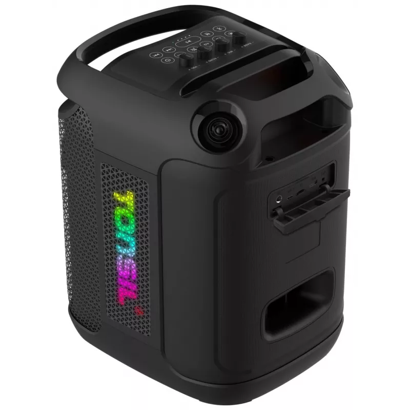 Tonsil Party Dance 800 Tragbarer Bluetooth-Partylautsprecher mit Karaoke, Disco-LED, 80 W RMS, 2x8 inch-Tieftönern, Schwarz