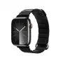 Crong Eclipse Echtleder Magnetische Schlaufe Armband für Apple Watch 44/45/46/49 mm (Schwarz)