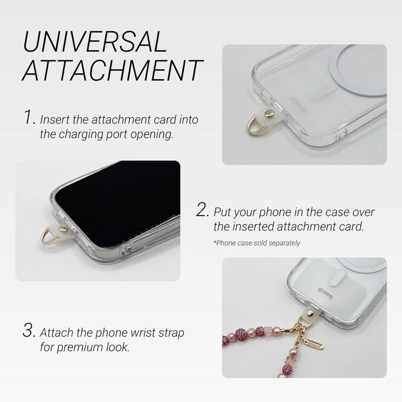 Crong Phone Crossbody Lanyard mit Silberkette - Universeller Smartphone-Gurt