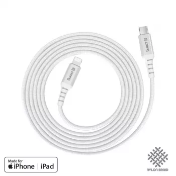 Crong Armor Link USB-C auf Lightning Fast Charging MFi Kabel 150cm Weiß