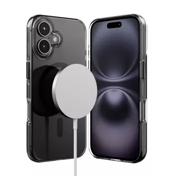 Crong Clear MAG Pro Case für Apple iPhone 16, MagSafe, Schwarz