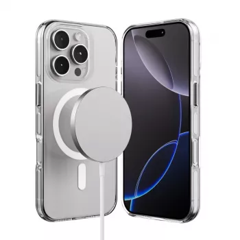 Crong Clear MAG Pro Case für iPhone 16 Pro, MagSafe, Transparent