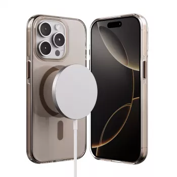 Crong Clear MAG Pro Case für iPhone 15 Pro mit MagSafe (Wüstenfarbe)