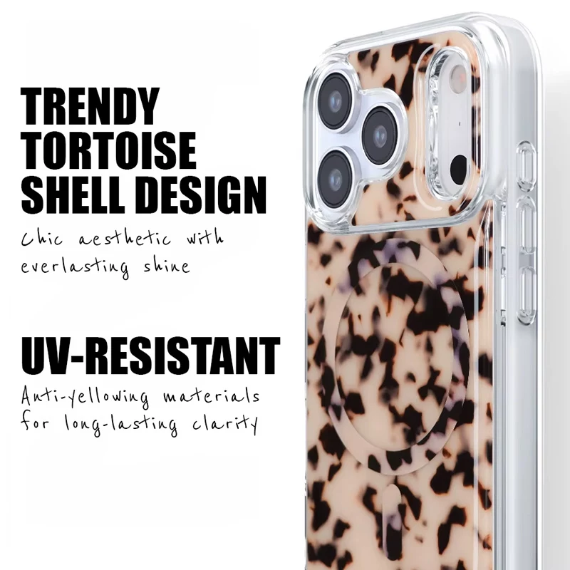 Crong Deluxe MAG Cover - Rückseitenabdeckung für Apple iPhone 17, MagSafe, Blonde Tortoise