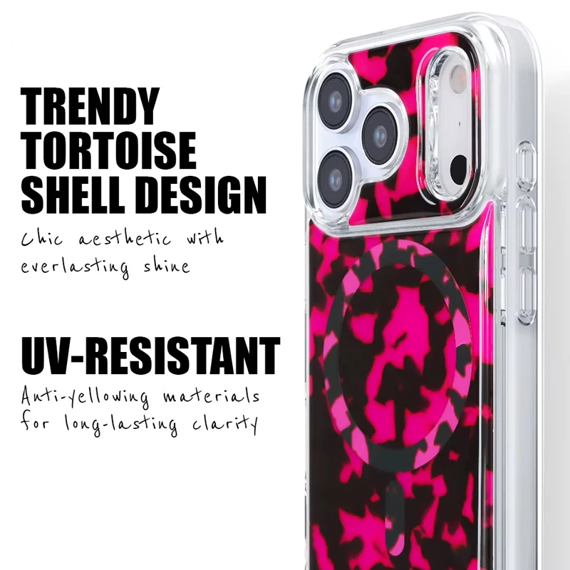 Crong Deluxe MAG Cover - Rückseitenabdeckung für Apple iPhone 17, MagSafe, Pink Tortoise