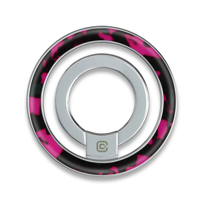 Crong Deluxe RING Holder - Magnetischer Telefon-Ringhalter MagSafe (Pink Tortoise)