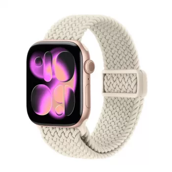 Crong Wave Band Geflochtenes Nylon-Armband für Apple Watch 38/40/41/42 mm (Beige)