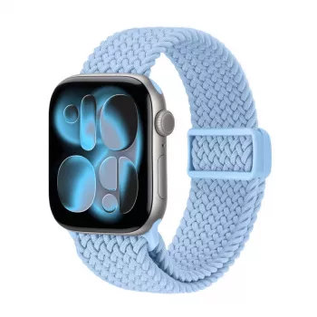 Crong Wave Band Geflochtener Nylon Solo Loop für Apple Watch 38/40/41/42 mm Blau