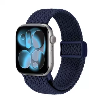 Crong Wave Band Geflochtenes Stoffarmband für Apple Watch 38/40/41/42 mm (Navy Blue)