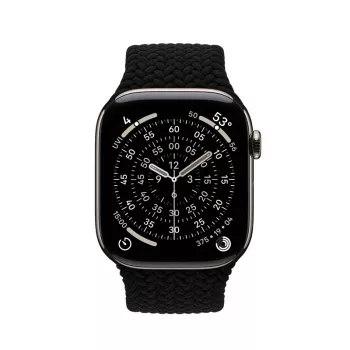 Crong Wave Band Geflochtenes Nylon-Armband für Apple Watch 44/45/46/49 mm (Schwarz)