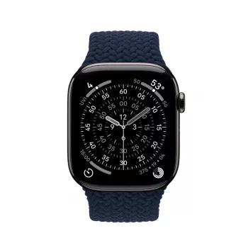 Crong Wave Band Geflochtenes Nylon Solo Loop für Apple Watch 44/45/46/49 mm (Navy Blue)