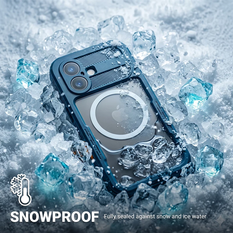Crong Seal Cover IP68 Wasserdichte Hülle für Apple iPhone 17 Pro (Marineblau)