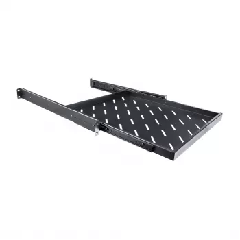RACKTEL RL-P800W 1U 19-Zoll Einschubregal für 800 mm tiefe Schränke, 50 kg Tragfähigkeit, Schwarz