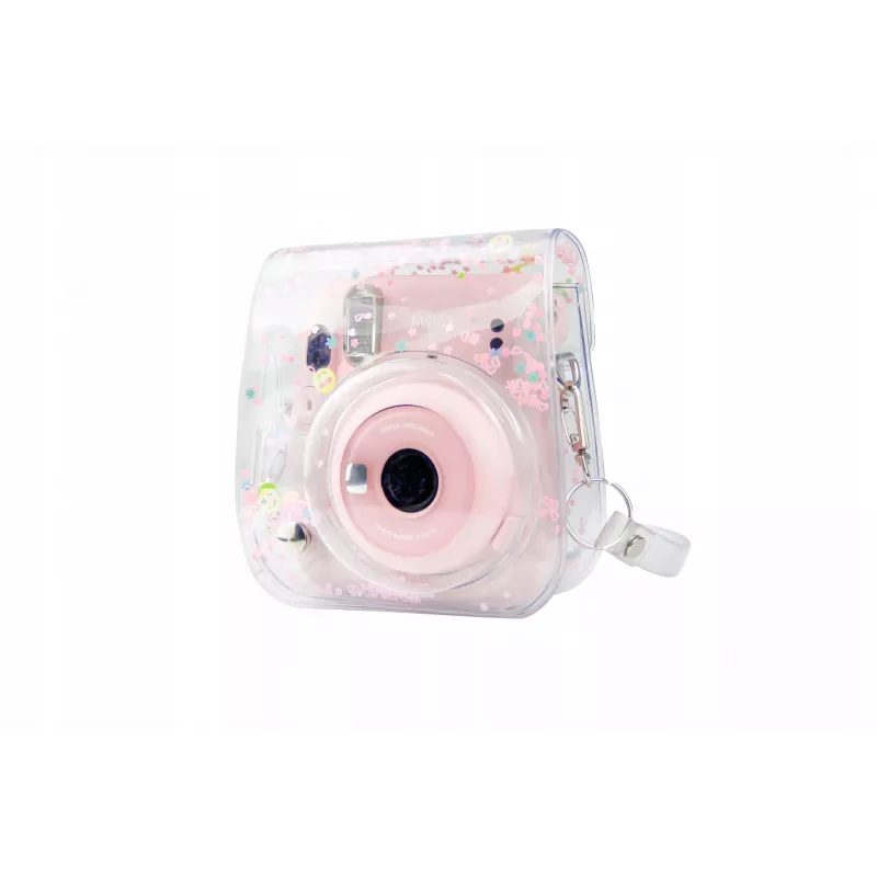 LOVEINSTANT Schutzhülle für Fujifilm Instax Mini 11 - Transparent mit rosa Pailletten