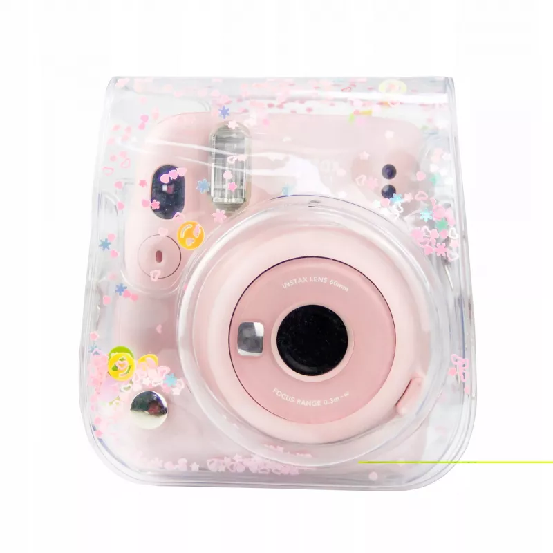 LOVEINSTANT Schutzhülle für Fujifilm Instax Mini 11 - Transparent mit rosa Pailletten