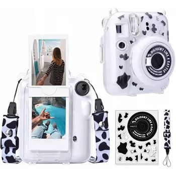 LOVEINSTANT Case für Fujifilm Instax Mini 12 mit Stickern - Kuhmuster
